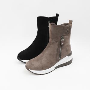 신난다슈 여성 하이탑 스니커즈 5cm 키높이 운동화 퍼안감 스웨이드 MRO257162