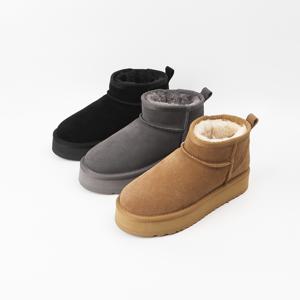 신난다슈 여성 앵클부츠 3cm 숏 앵글 털 부츠 퍼안감 소가죽 스웨이드 BP256110