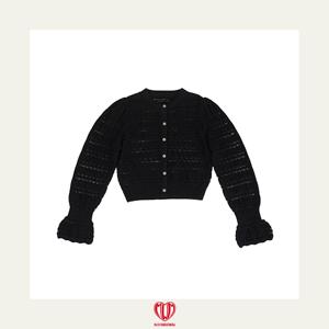 레이스 니트 가디건_블랙