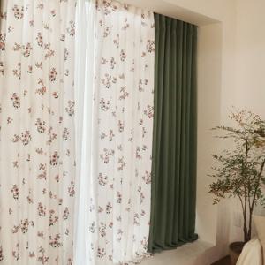 바자르 체리블라썸 3중직 핀형 암막 커튼 창문형/긴창형/+봉/+레일