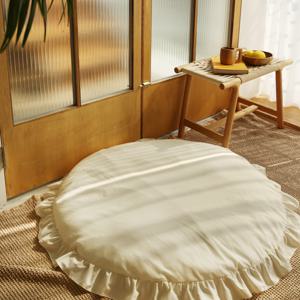 바자르 소이 광목 프릴 원형 대 방석