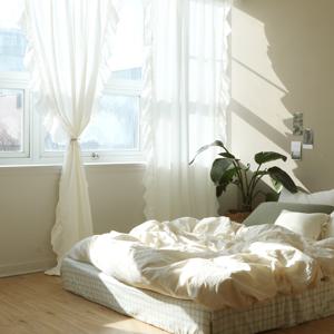 바자르 블로우 프릴 워싱면 가리개커튼 창문형/긴창형+봉