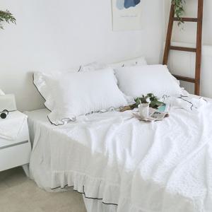 까사베르데 리플 화이트 스몰 프릴 여름 홑겹이불/홑이불/베개커버