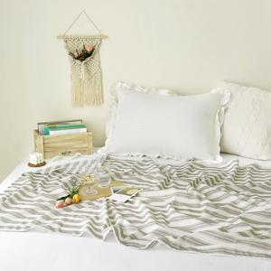 까사베르데 헤이즐 스트라이프 홑겹 블랭킷 + 파우치 set