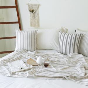 까사베르데 스칸디나비아 베이지 홑겹 블랭킷 + 파우치 set