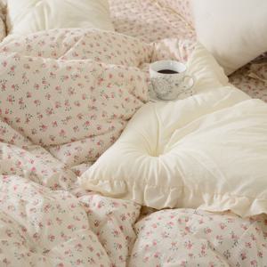 에스데코 순수 60수 아사순면 꽃무늬 프릴 워싱차렵이불Q 2컬러