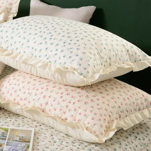 에스데코 순수 60수 아사면 꽃무늬 프릴 워싱베개커버5X7 2컬러