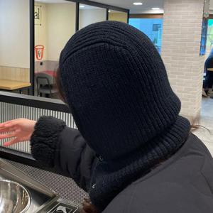 단추 바라클라바 페이크 후드 넥워머 겨울 방한 빕 여성