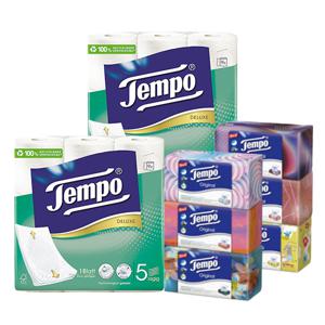 템포 5겹 롤티슈 화장지 9롤 2팩+4겹 갑티슈 미용티슈 6갑