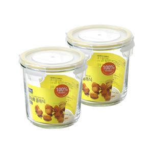 글라스락 클래식 옐로우에디션 원형 도어포켓 720ml 2조 세트