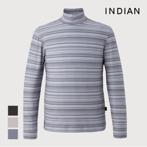 INDIAN  남성 스트라이프 하프넥 티셔츠_MIEALXW9101