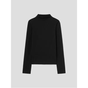 텐셀 스판 모크넥 긴소매 티셔츠  블랙