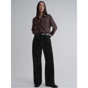 벨벳 세미와이드 팬츠  블랙