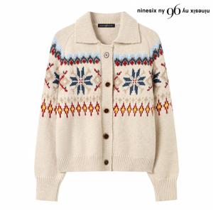 정상가:119,000원 ㅣ 빈티지 카라넥 눈꽃 버튼업 가디건 (NP4CK035L0)