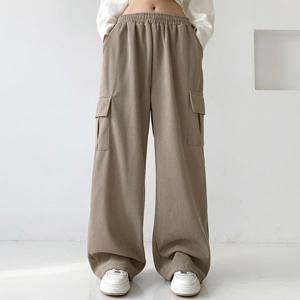 [하프클럽] 여자 W 코듀로이 카고 스트링 와이드 오버핏 밴딩 빅사이즈 골덴 와이드팬츠 스트릿 8color