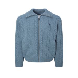 남성 HZSW5D327B3 [아이코닉] 스카이 블루 하이넥 울 케이블 방풍 집업