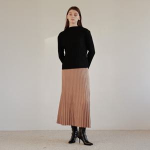 [최초가 118000원] 메탈 플리츠 A라인 밴딩 롱 니트 스커트_YI08WRKSK01