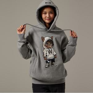 후드힙독 오버핏 기모 후드 티셔츠_LW244HD106