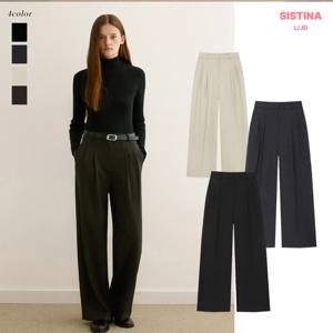 시스티나 여성 겨울 하이웨이스트 투 핀턱 와이드 슬랙스 정장 바지 1