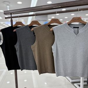 남자 울 모직혼방 셔츠 레이어드 브이넥 V넥 니트 스웨터 조끼 베스트 3컬러