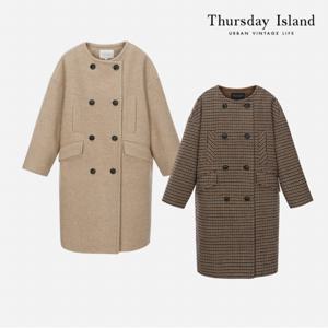 [정상가-659000원][Thursday Island] 노카라 더블여밈 코트(T228MCT242W)