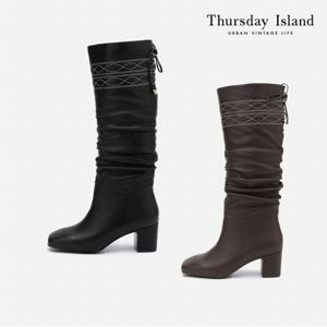 [정상가-459000원][Thursday Island] 스퀘어 토 셔링 롱부츠(T228MSE233W)