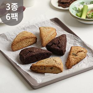 통밀 저당 스콘 3종 6팩 / NO하얀밀가루 플레인, 초코, 대파