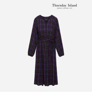 [정상가-299000원][Thursday Island] 브이넥 풀오픈 체크 원피스(T238MOP231W)