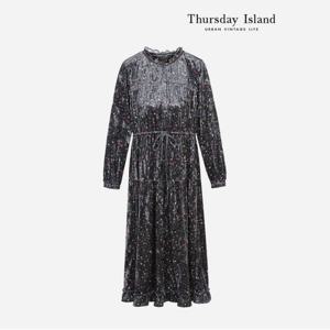 [Thursday Island] 잔꽃 벨벳 프릴 롱 원피스 (T238MOP639W)