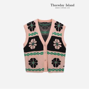 [정상가-219000원][Thursday Island] 클로버 자카드 오픈형 베스트(T238MVT238W)