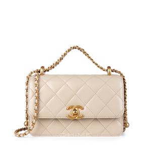 크로스백 클래식 미니 볼체인 카프스킨 베이지+골드