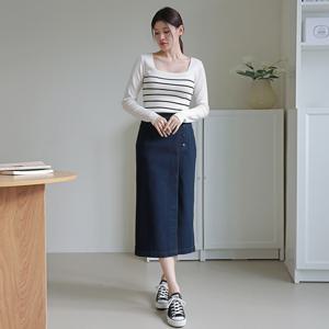 [최초가 99,000원]레시타 사이드 버튼 데님 스커트