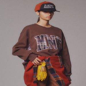 Check Combination Sweatshirt_Brown_기모원단