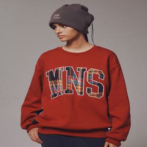 Check Combination Sweatshirt_Red_기모원단