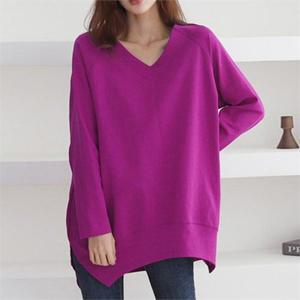 [하프클럽] 브이넥 언발 롱 긴팔티 2118301S 빅사이즈 여성