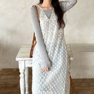 [브리치] 보니제이 / 시스루 사계절 레이어드 뷔스티에 롱원피스 (발레코어