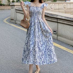여름 플라워 원피스 A라인 스퀘어넥 바캉스 휴양지 퍼프소매원피스 플라워원피스 여리여리원피스