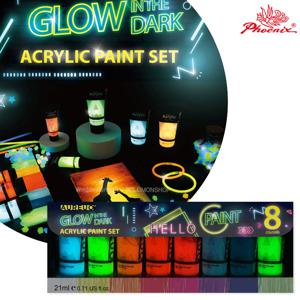 피닉스 야광 아크릴물감 21ml 8색세트/야광물감