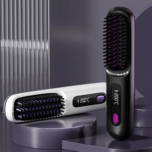 무선 콤브 매직 헤어빗 고데기 빗고데기 파우치포함 브러쉬 휴대용 여행 헤어 스타일러 온도조절