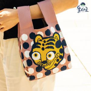 니트가방 전통 민화 작호도 굿즈 보부상 바쿠백 장바구니 도시락가방 복조리 까치호랑이 호작도 에코백 여성 미니백 데일리