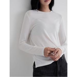 베이직 솔리드 긴소매 티셔츠 - 화이트 (355841LY41)