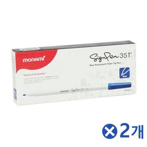 선명한 모나미 수성싸인펜 파란색 12Px2개 고급수성펜 라이너펜 캘리그라피 필기용수성펜 필기구