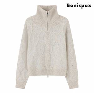 정상가:99,000원 ㅣ 스팽글 투웨이 집업 하이넥 니트 가디건 (XP4CK004L0)