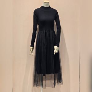 [롯데백화점][페이지플린]시스루 슬림 핏 반목 골지 롱 원피스 LF5COP002M