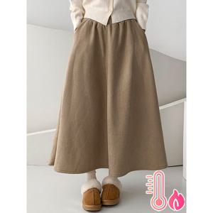 [하프클럽] 양털 코듀로이 플레어 스커트 기모안감 겨울 골덴 롱치마 A라인