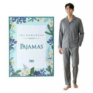 TRY 남자 피치기모파자마 긴팔잠옷세트 선물 남성 홈웨어 실내복상하