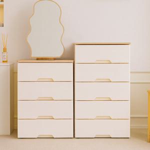 모던플러스 내추럴오크 우드상판 플라스틱 서랍장 5단