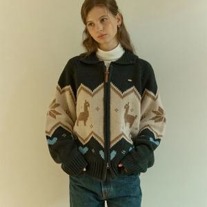 [아워호프] Alpaca Pattern Cowichan Knit Cardigan - Green [H25WT-KN05-GRN]