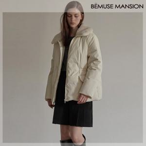 [비뮤즈맨션] Detachable collar duck down jacket - Cream ivory [BE24WIJP002IV]