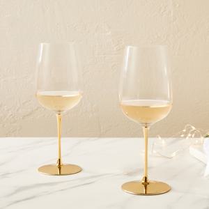 크리스마스 울트라씬 크리스탈 화이트 와인잔 2P 골드스템 360ml